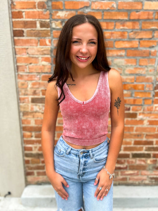 Claire Ribbed Tank in Wine