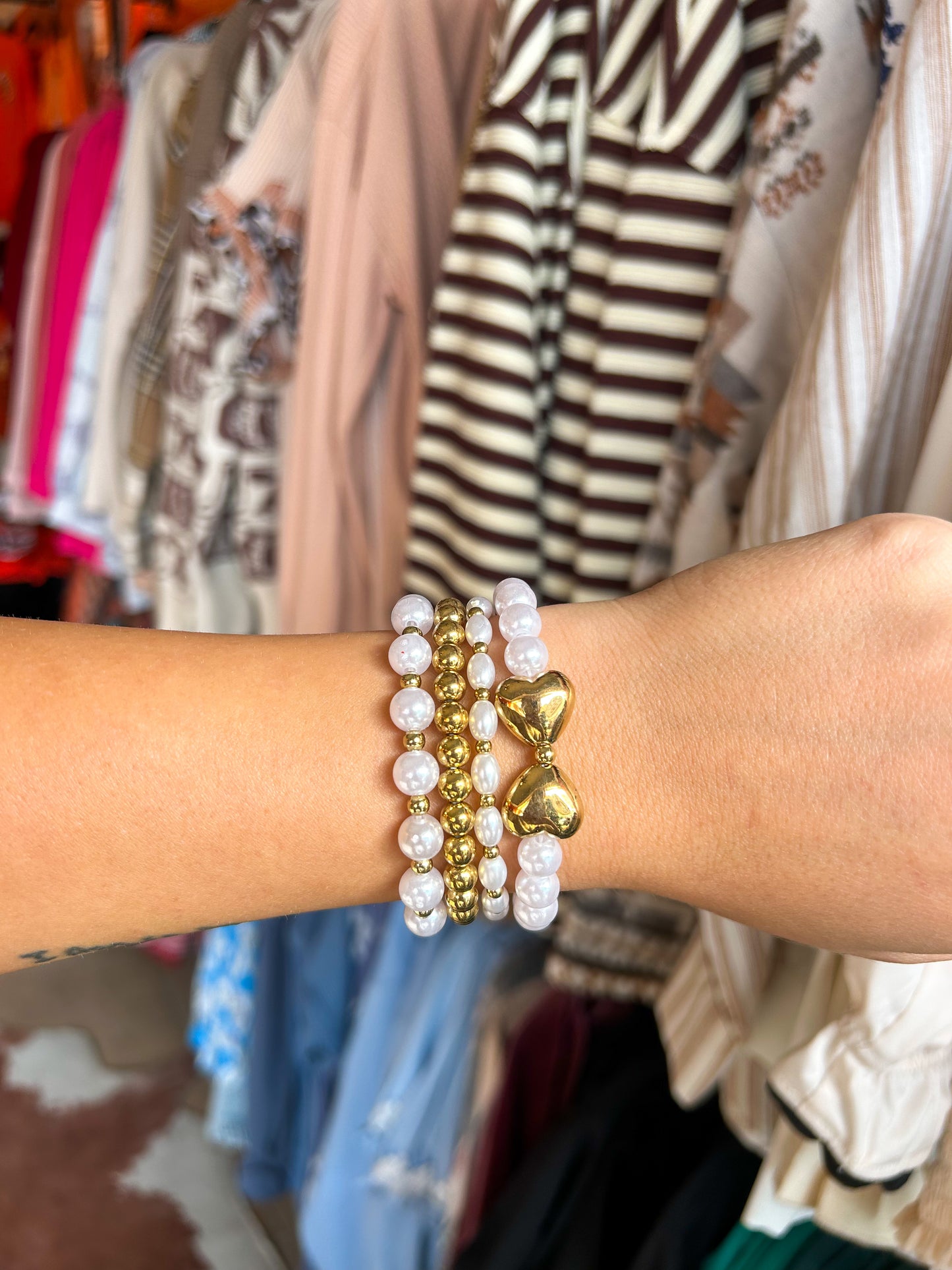 Hearts of Gold Bracelet Stack
