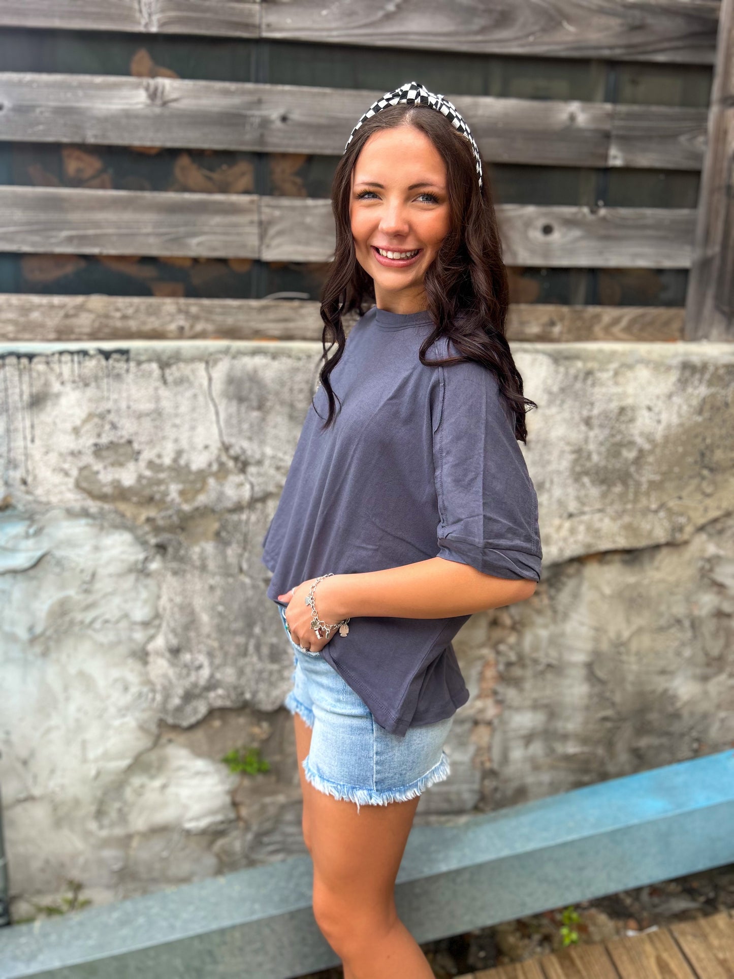 Tasha Oversized Top in Charcoal