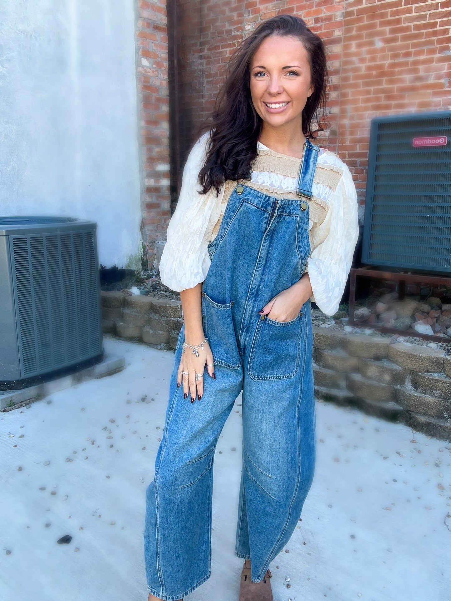 Tough Luck Wide Leg Barrel Overalls