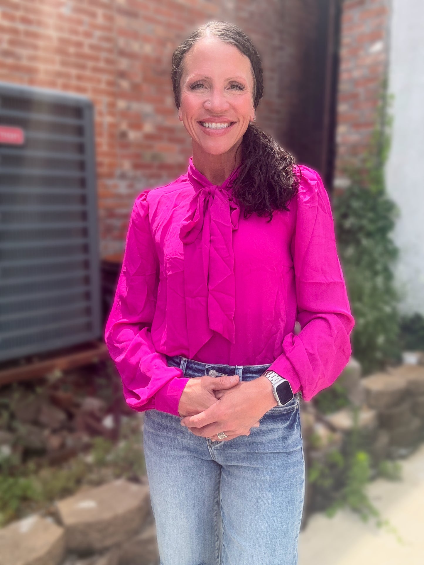 Uptown Darling Blouse in Magenta