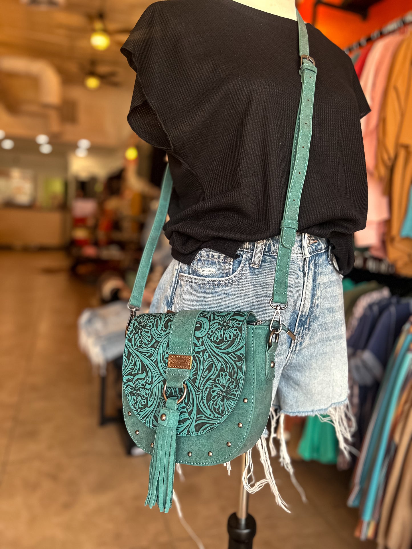 Wrangler Bray Saddle Crossbody in Teal