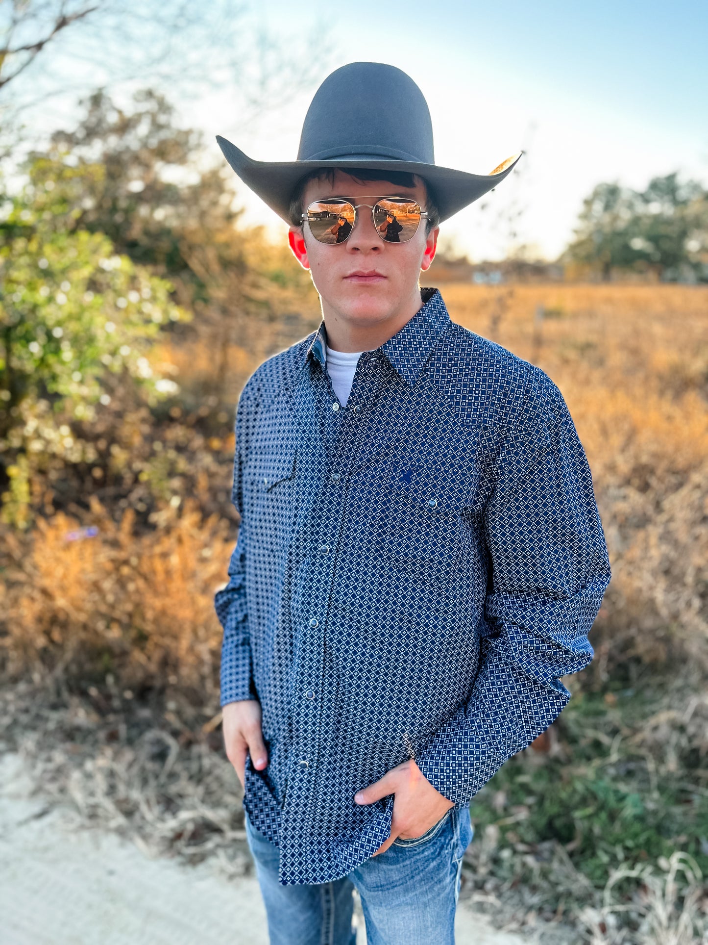 Stone Pearl Snap Button Up