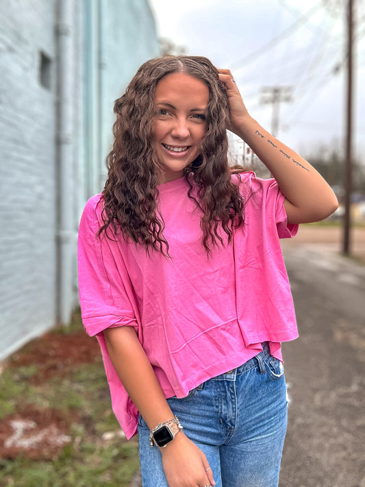 Tasha Oversized Top in Hot Pink
