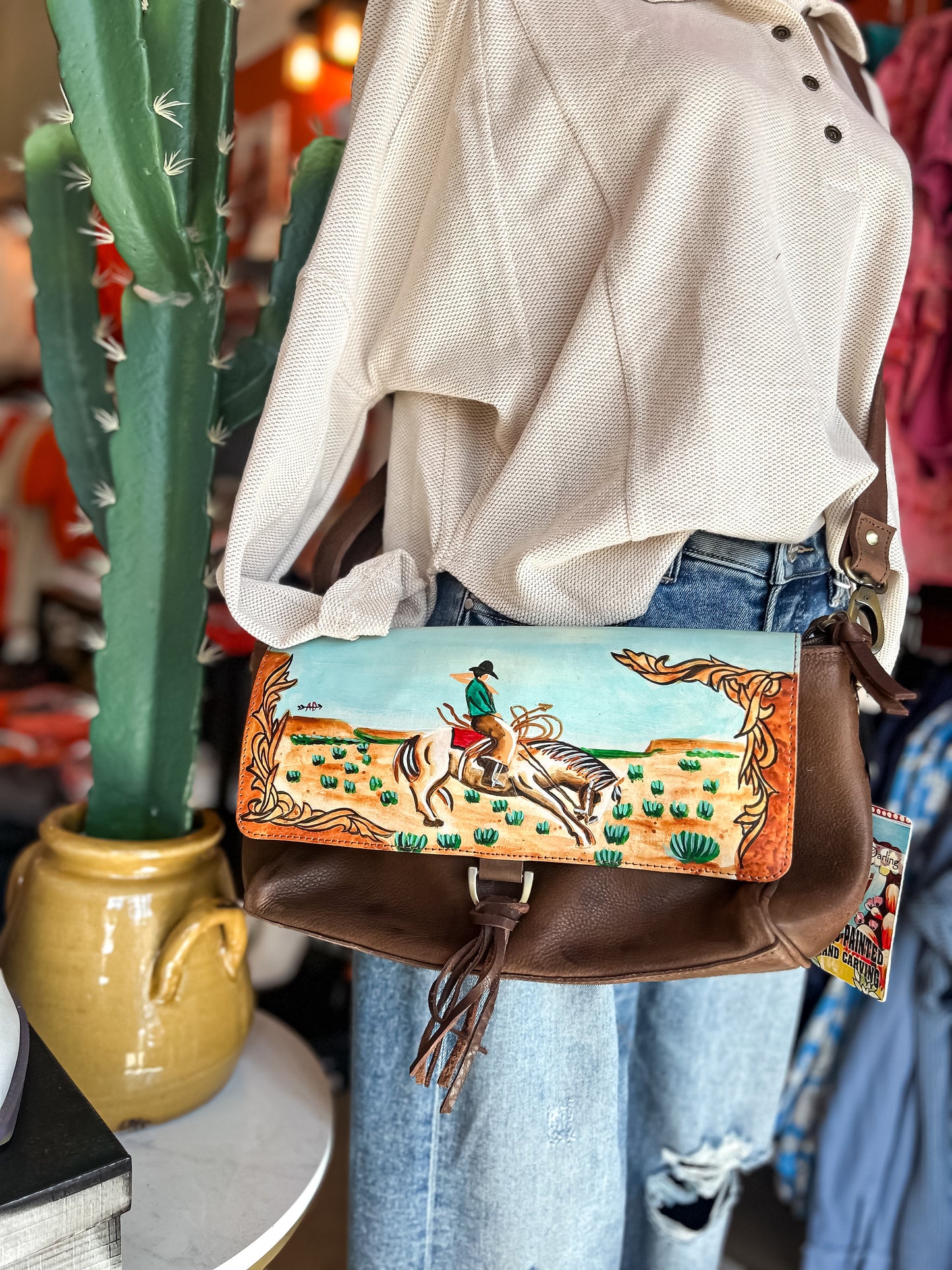 Handpainted Six Shooter Crossbody