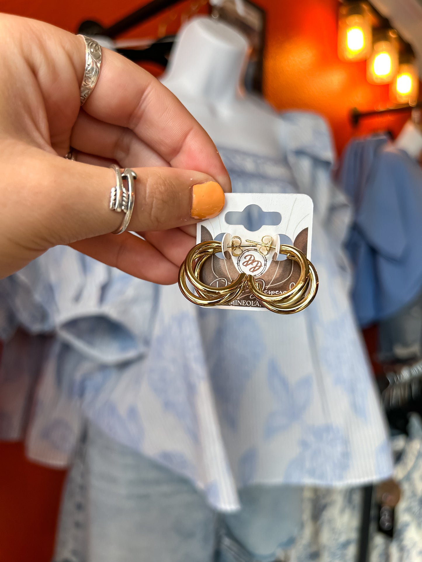 Triple Threat Earrings in Gold