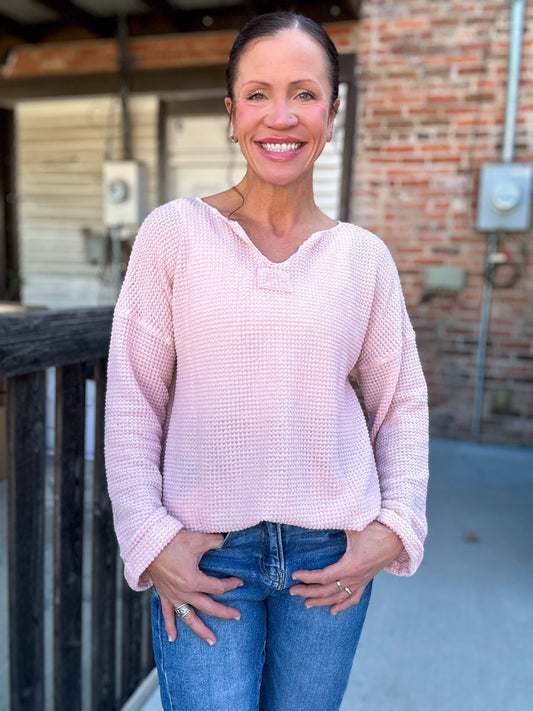 Outlaw Era Waffle Knit Top in Apricot