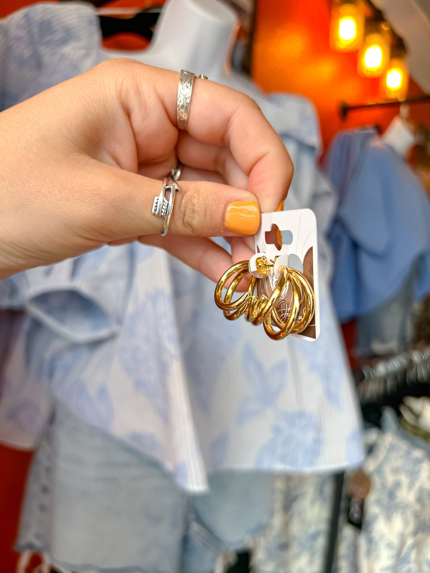 Triple Threat Earrings in Gold