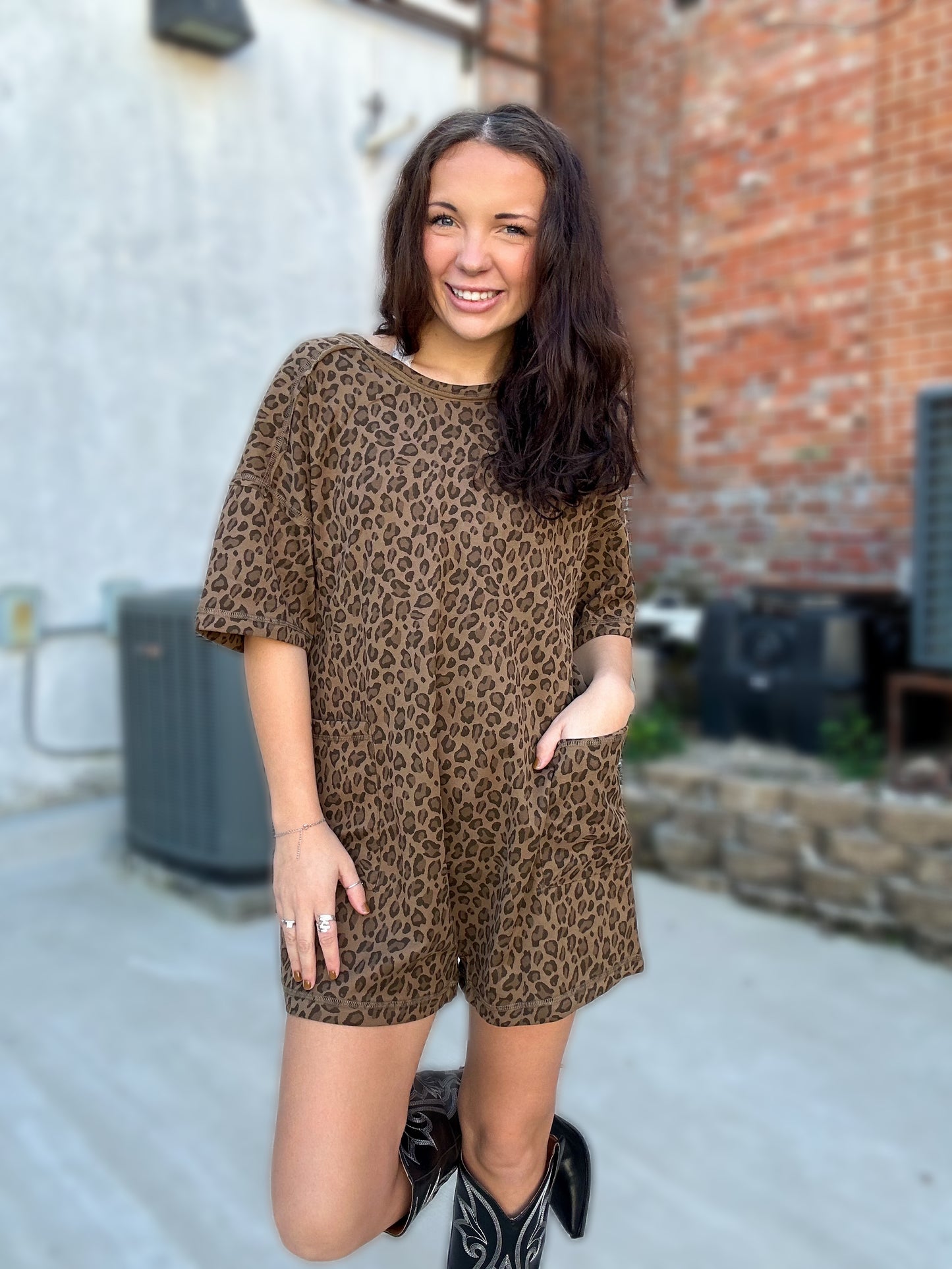 Cattle Drive Leopard Romper
