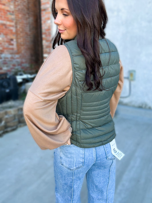Olive You Puffer Vest