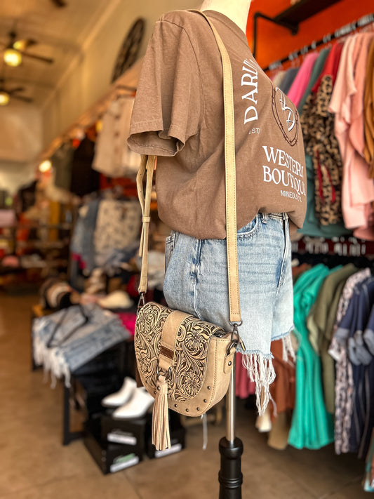 Wrangler Bray Saddle Crossbody in Khaki