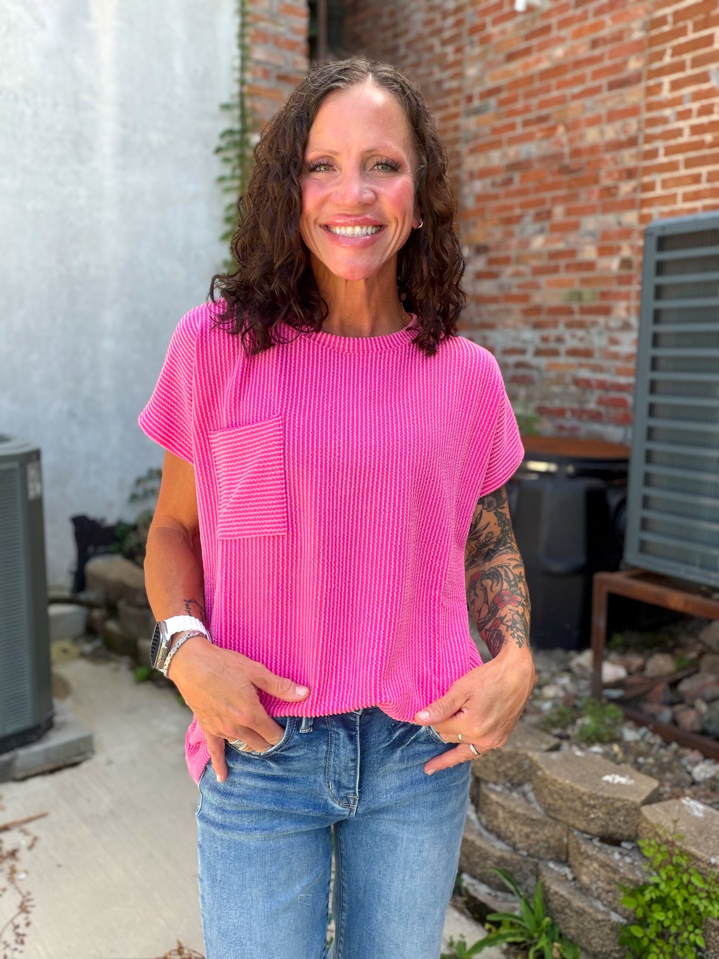 Keep It Casual Top in Hot Pink