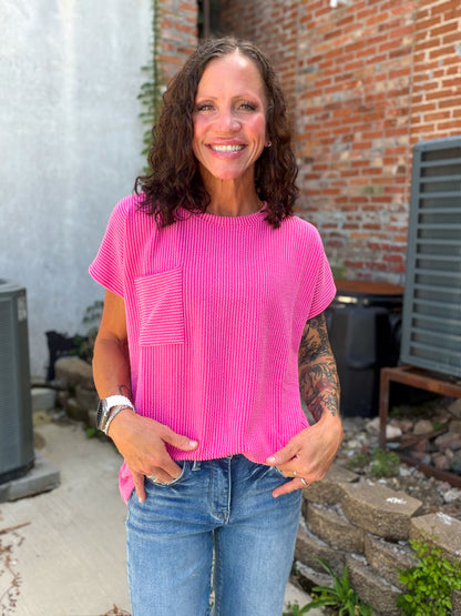 Keep It Casual Top in Hot Pink