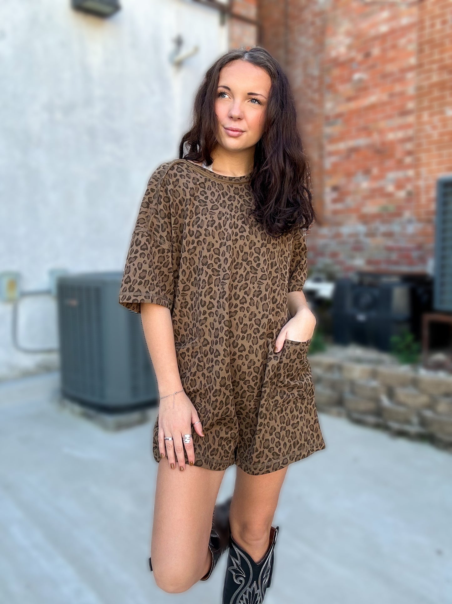 Cattle Drive Leopard Romper