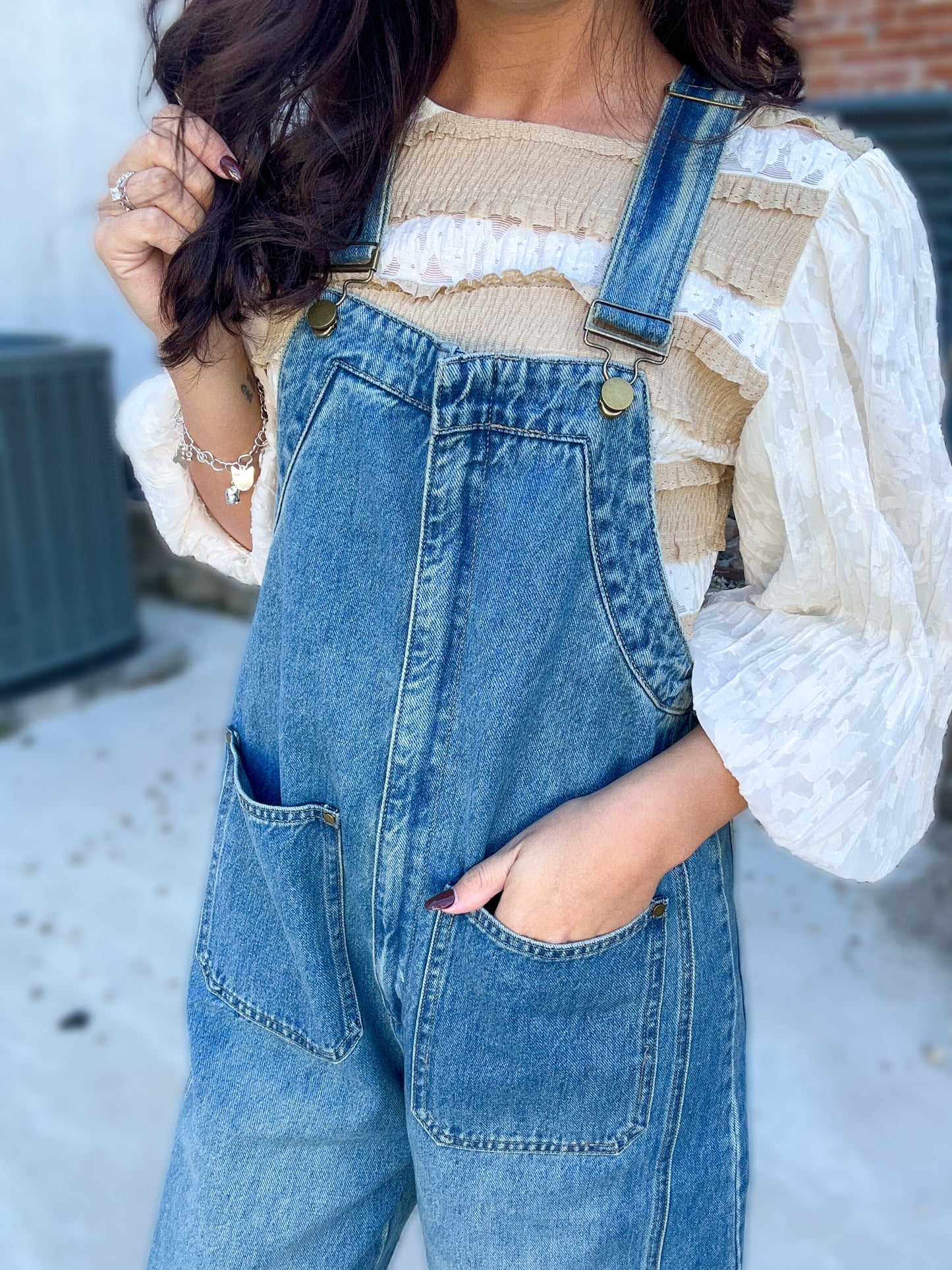 Tough Luck Wide Leg Barrel Overalls
