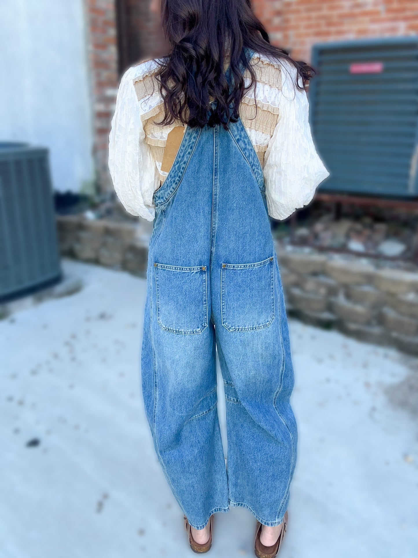 Tough Luck Wide Leg Barrel Overalls
