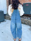 Tough Luck Wide Leg Barrel Overalls