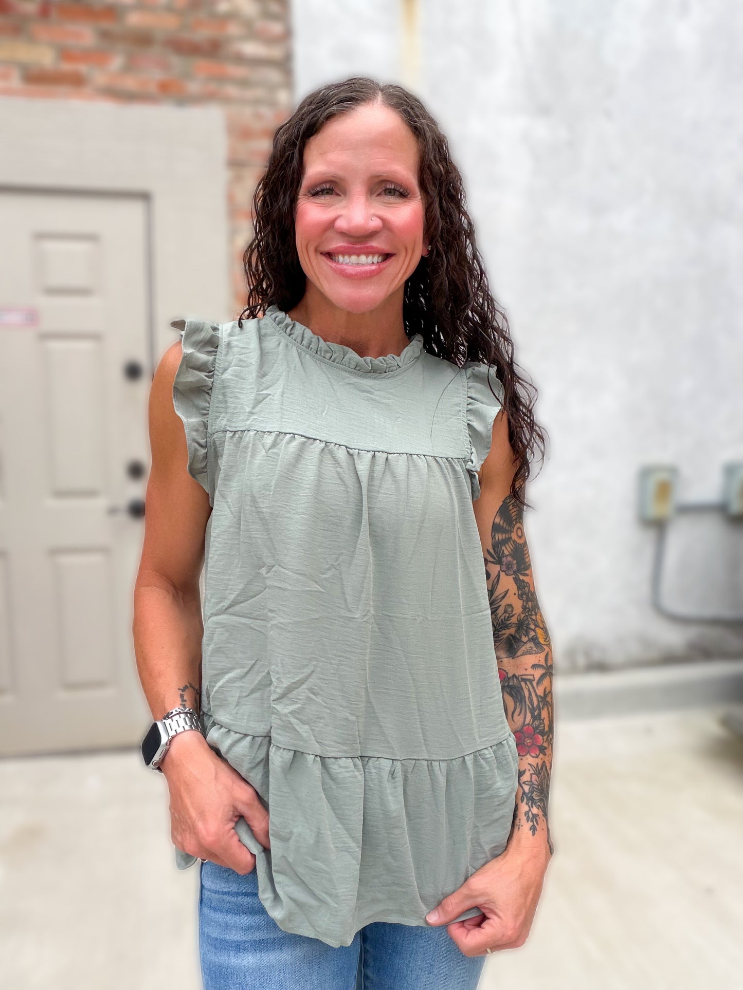 Soft Spoken Top in Sage