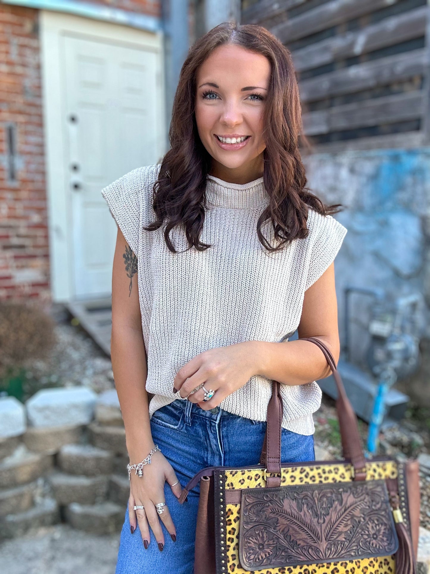 Rodeo Revival Sweater Vest in Ecru