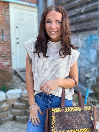 Rodeo Revival Sweater Vest in Ecru