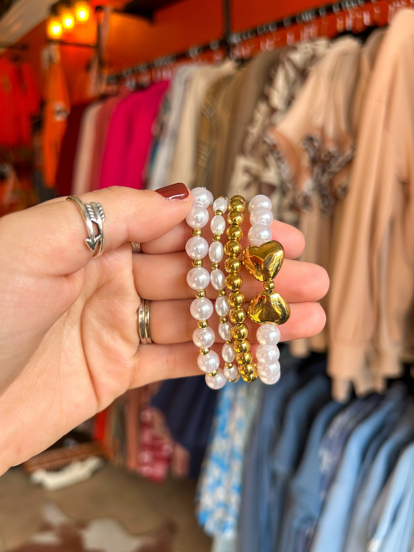 Hearts of Gold Bracelet Stack