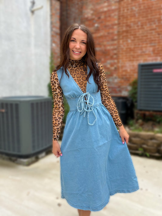 Barefoot in Blue Dress