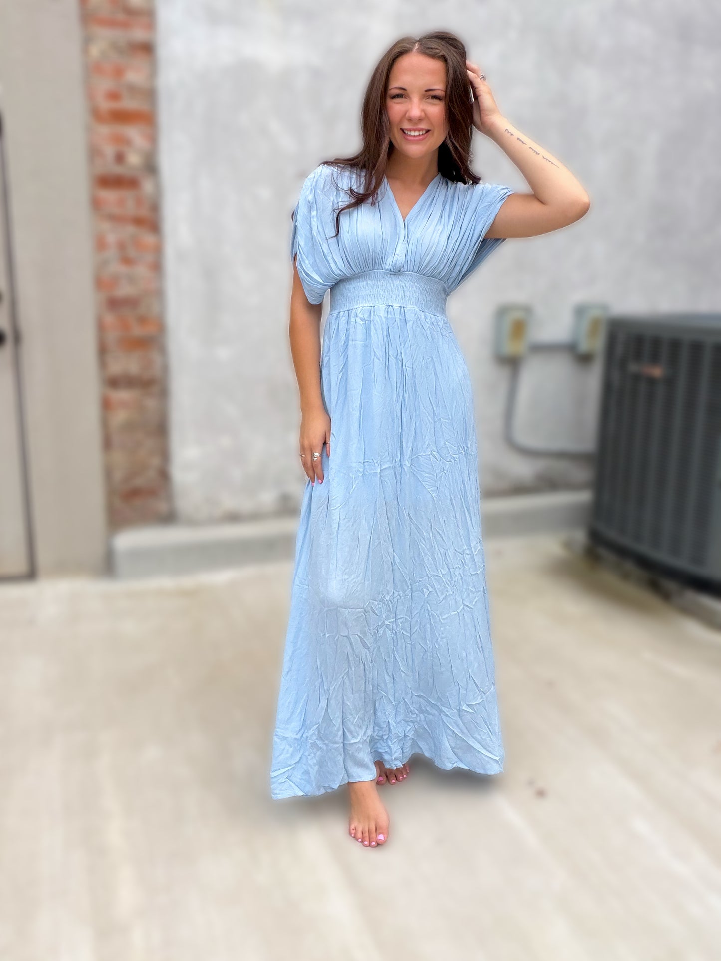 Santorini Nights Dress in Sky Blue
