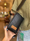 Sadler Cowhide Crossbody in Black