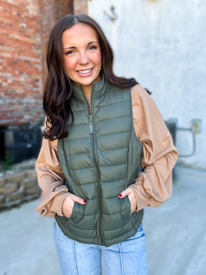 Olive You Puffer Vest