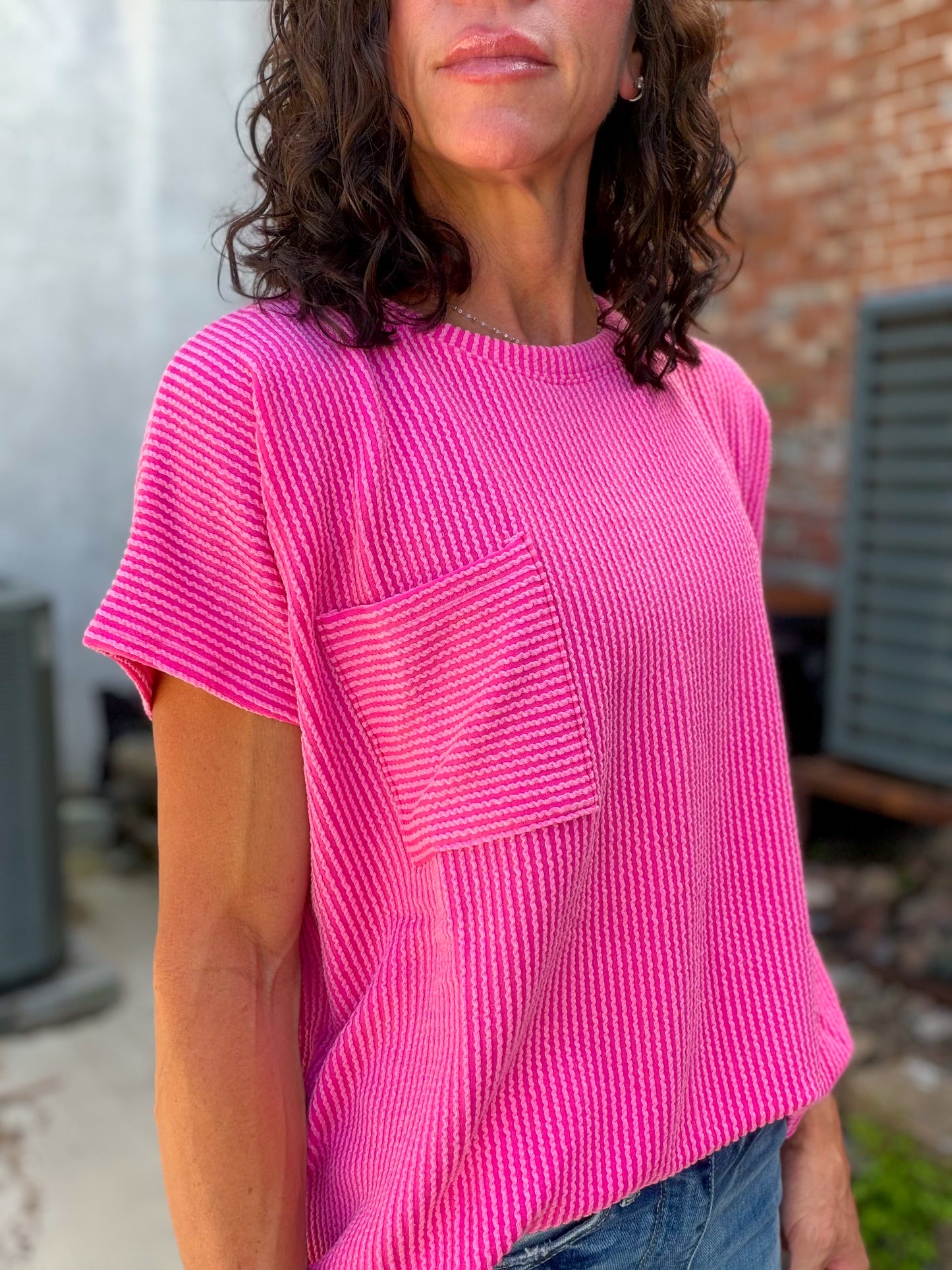 Keep It Casual Top in Hot Pink