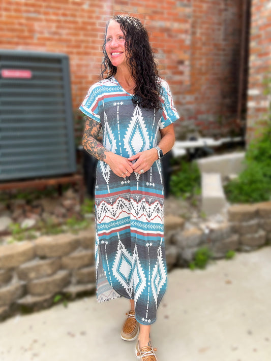 Cobalt Cowgirl Maxi Dress