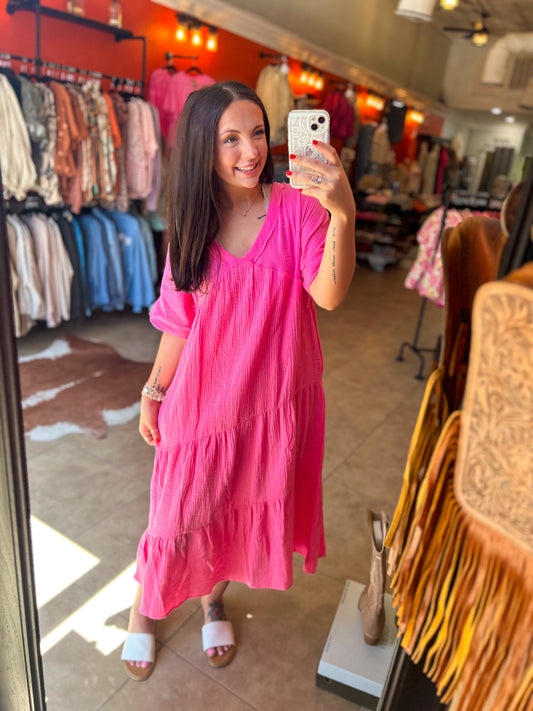 Pretty in Pink Midi Dress