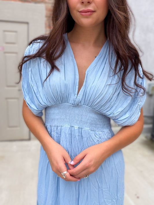 Santorini Nights Dress in Sky Blue