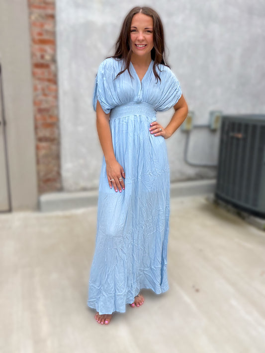 Santorini Nights Dress in Sky Blue