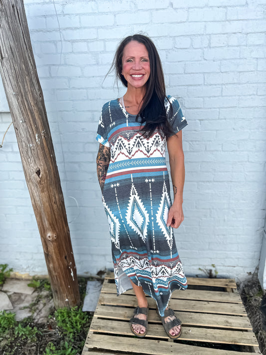 Cobalt Cowgirl Maxi Dress