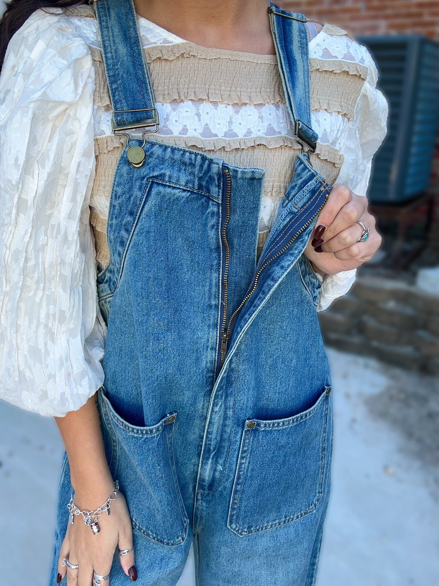 Tough Luck Wide Leg Barrel Overalls