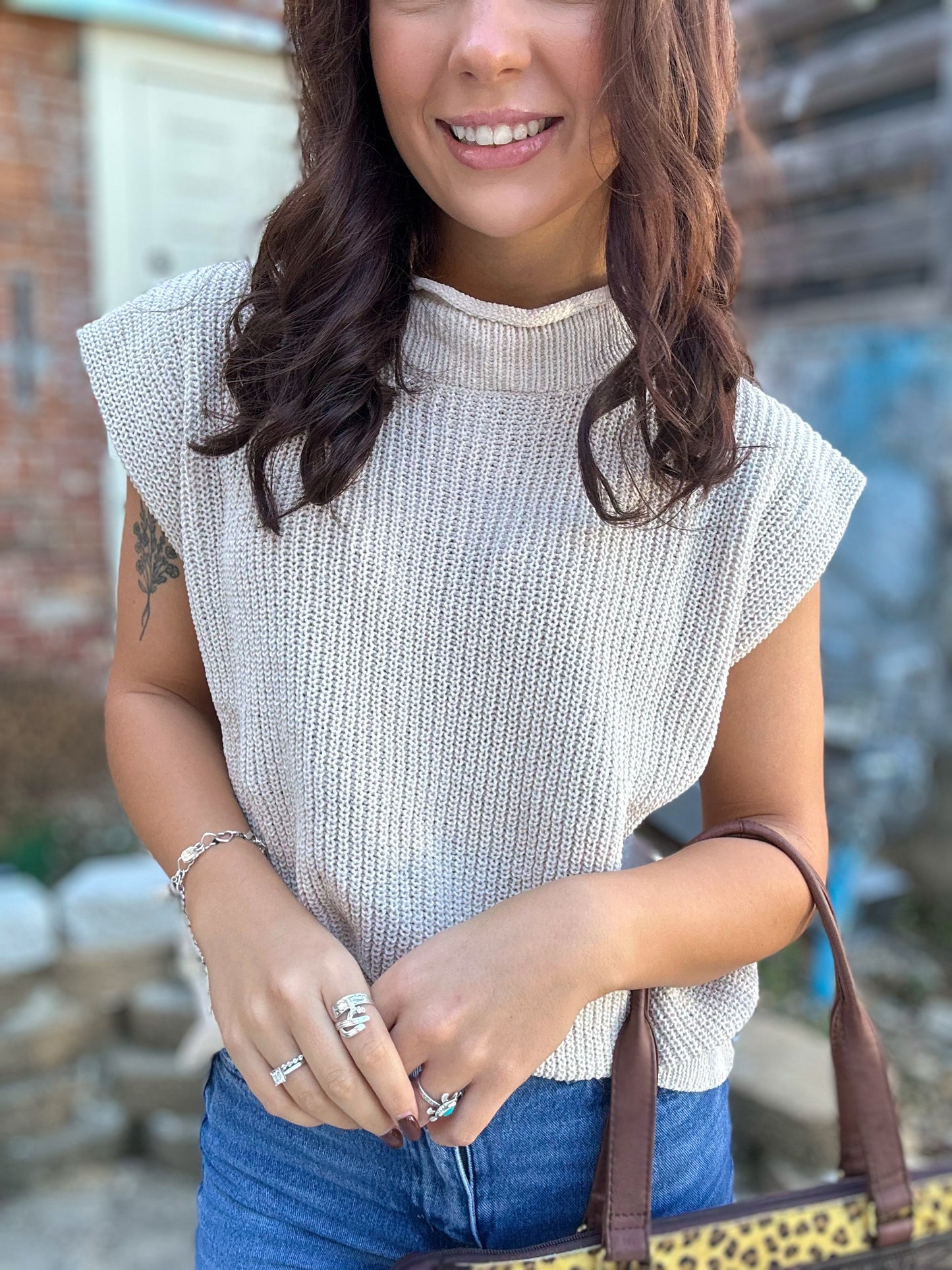 Rodeo Revival Sweater Vest in Ecru