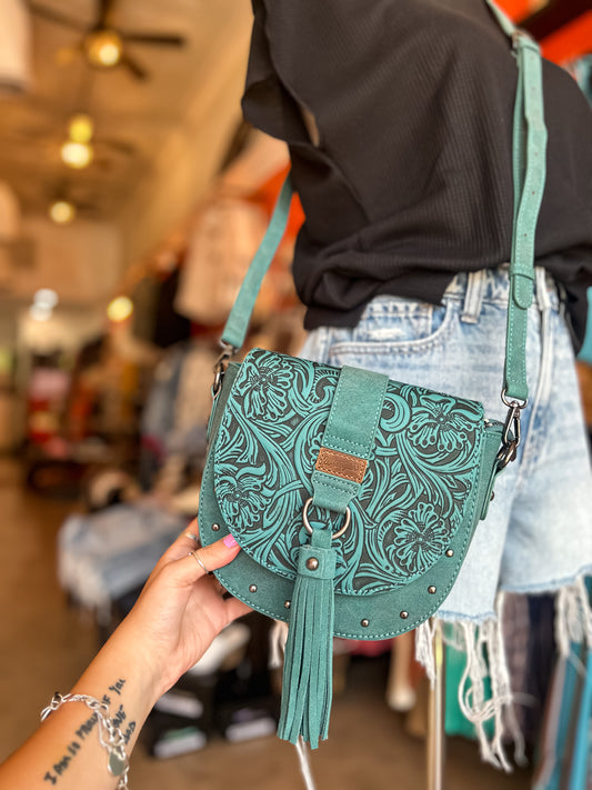 Wrangler Bray Saddle Crossbody in Teal