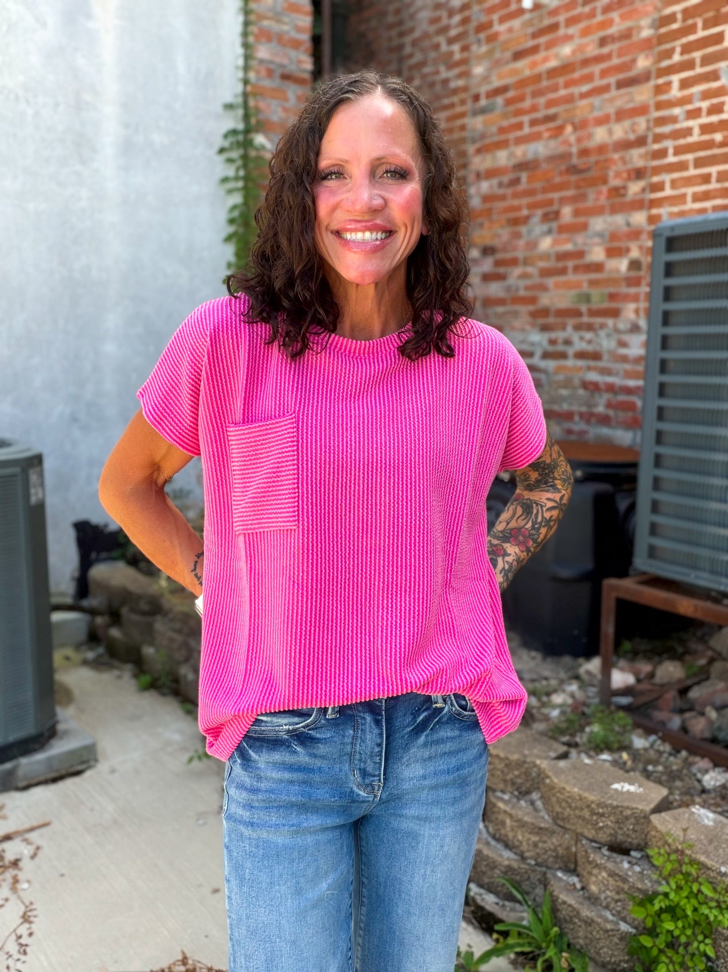 Keep It Casual Top in Hot Pink