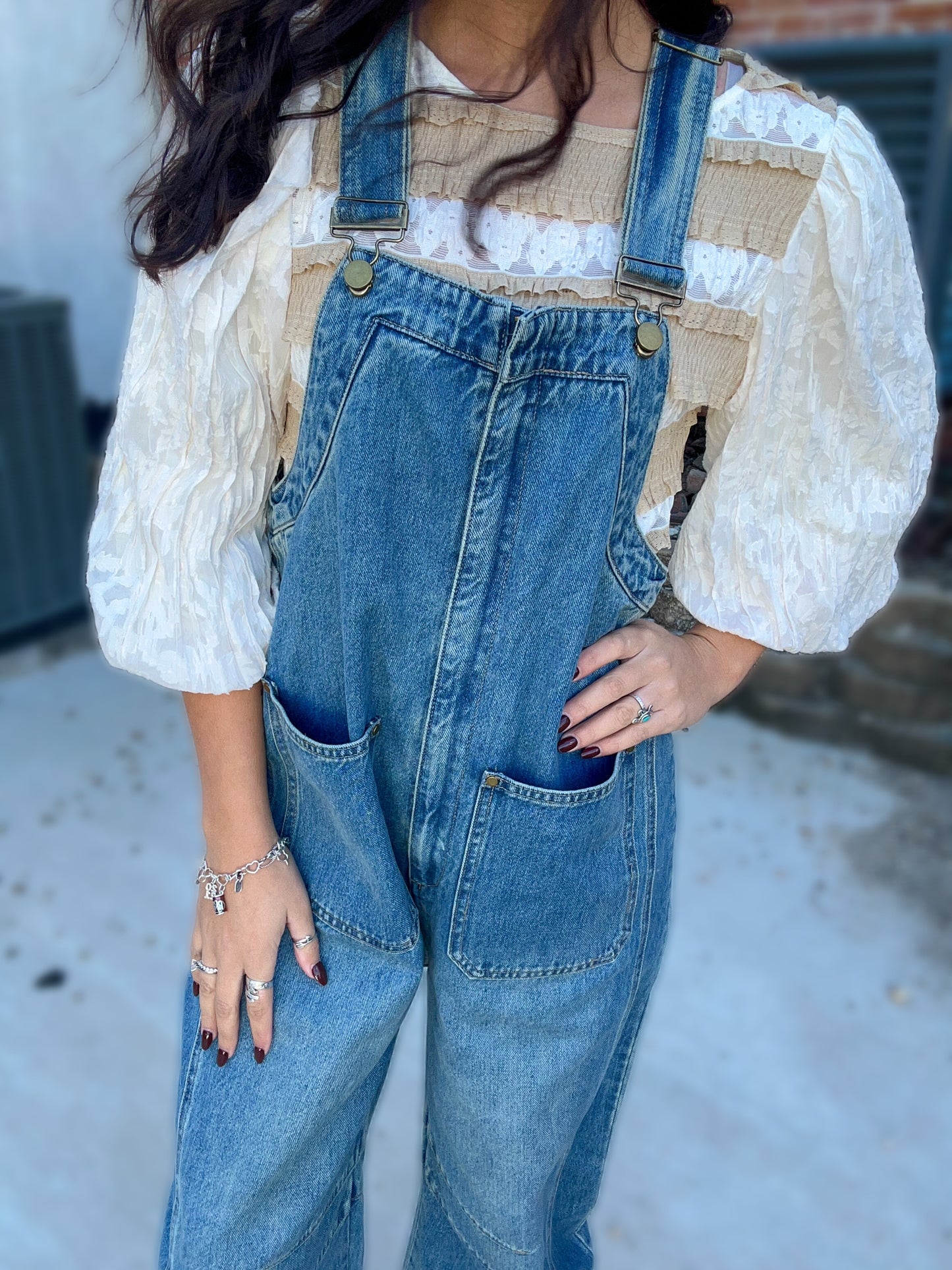 Tough Luck Wide Leg Barrel Overalls