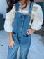 Tough Luck Wide Leg Barrel Overalls