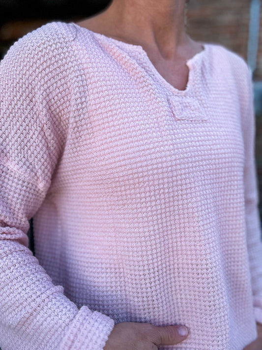 Outlaw Era Waffle Knit Top in Apricot